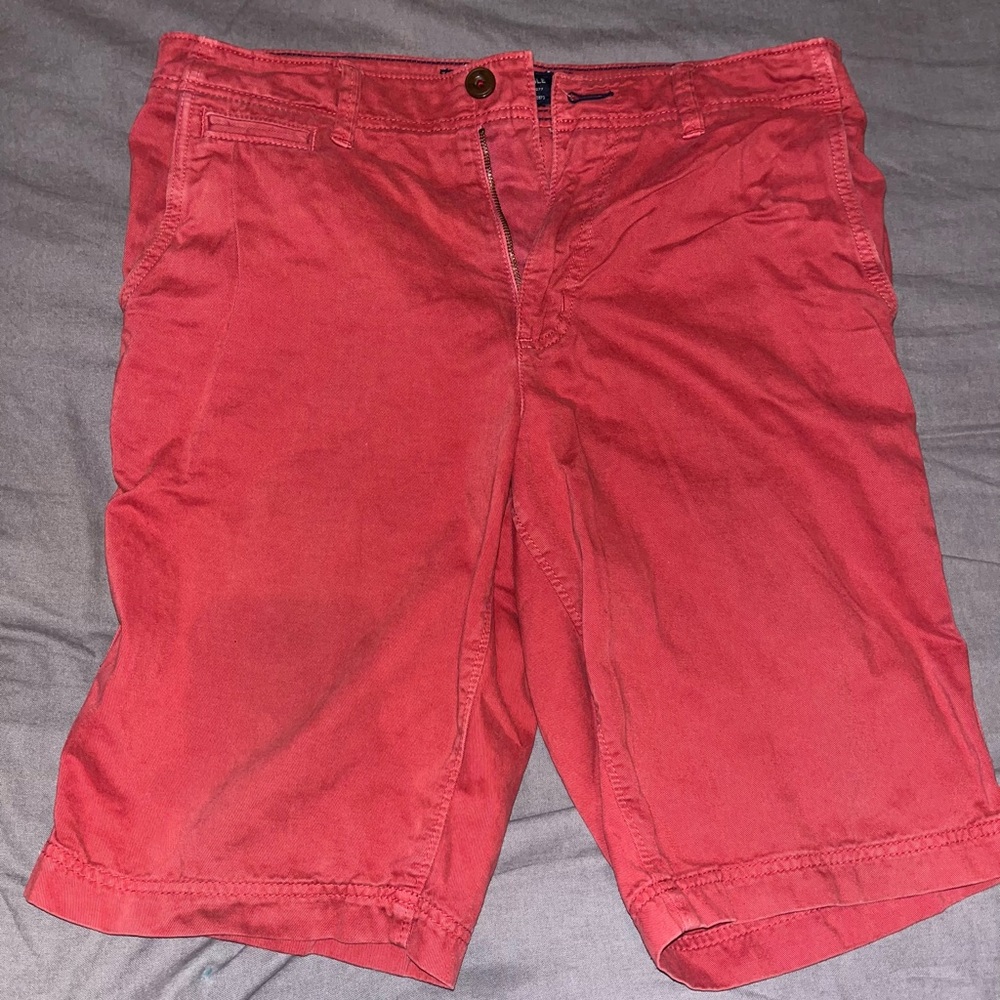 American Eagle Outfitters Red Flat Front Cotton Shorts